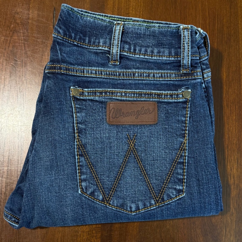 Wrangler Retro Slim Straight Mens Jeans 32x32 Blue Denim Western Workwear